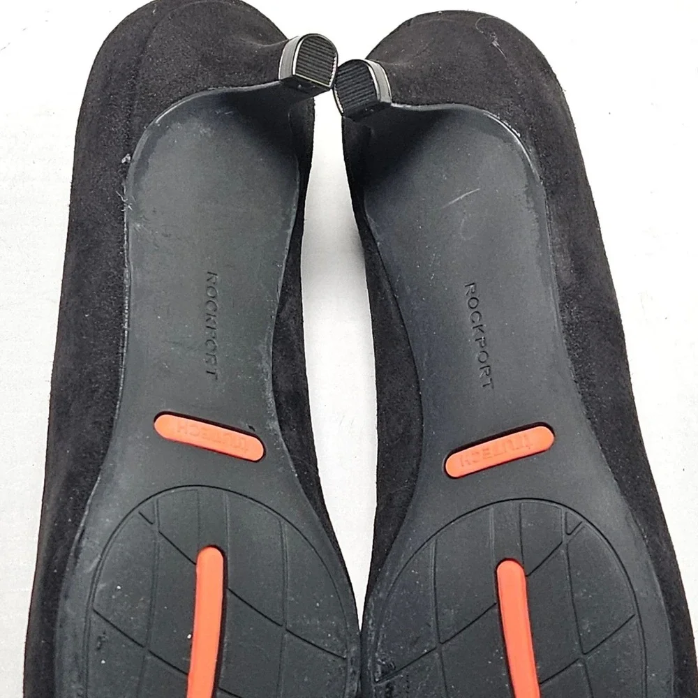 Rockport‎ Total Motion Kalila Pump H79559 Black Suede Pointed Toe Heels Women 6M